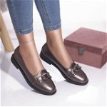Pantofi casual mocasini penelope piele ecologica pewter, Lady Star
