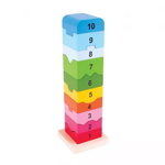 Turn din lemn cu numere, multicolor, 