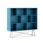 Biblioteca din lemn si pal "Low Oceanic" Blue / White, l140xA35xH130 cm