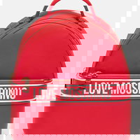 Love Moschino, Rucsac din piele ecologica cu logo, Rosu