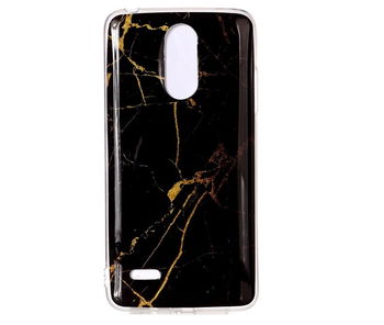 Husa de protectie, Marble Case, LG K10 (2018), Negru/Auriu, OEM