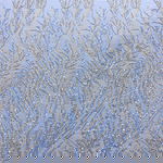 Dantela Couture Argintie cu Tulle Baby Blue cu Siraguri, cu Margele si Paiete, Luxuro