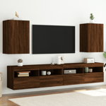 vidaXL Comodă TV de perete, 2 buc., stejar maro, 40,5x30x60 cm, lemn, vidaXL