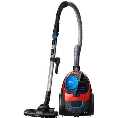 Aspirator fara sac Philips PowerPro Compact FC9330/09, 750W, PowerCyclone 5, perii triactive, parchet, filtru anti-alergic ECARF, rosu