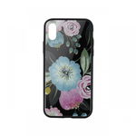 Carcasa Sticla iPhone XS Max Just Must Glass Diamond Print Flowers Black Background