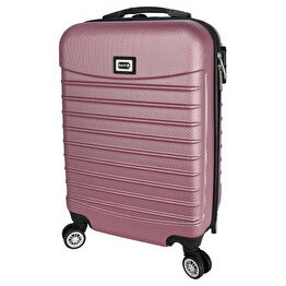 Troler cabina avion Quasar & Co.®, 55x36x20cm, bagaj de mana, troller cu fermoar antifurt, cifru, maner telescopic lung, geamantan cu 4 roti duble silentioase 360°, valiza ABS 2.8 mm, rezistent, 2 compartimente cu buzunar, 10kg, LINE, roz pudrat