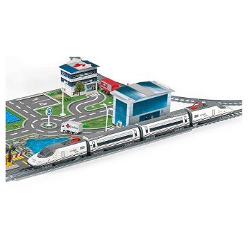 Jucarie interactiva Trenulet electric High Speed RENFE cu statie, tunel si oras, Pequetren, 2-3 ani +, Pequetren