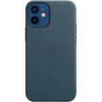 Protectie Spate Apple Leather Case with MagSafe Baltic Blue Seasonal Fall 2020 mhk83zm/a pentru Apple iPhone 12 mini, Piele naturala (Albastru)