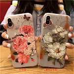Huse de telefon 3D cu flori in relief pentru iPhone 5/6/6 Plus/7/7 Plus/8/8 Plus/X, Neer