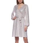 Imbracaminte Femei MARINA Blouson Sleeve Metallic Sequin Dress Champagne