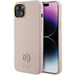 Husa roz din silicon si TPU, pentru iPhone 15, 6.1, Guess