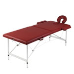 vidaXL Masă masaj pliabilă, 2 zone, roșu, cadru aluminiu, vidaXL