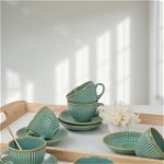 Set pentru ceai, Keramika, 275KRM1527, Ceramica, Turcoaz/Maro, Keramika