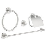 Set accesorii baie Grohe Essentials Master 40776DC1, 4 piese, fixare ascunsa, supersteel