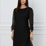 Rochie Sabrina neagra cu fir lurex si volanas la baza, 