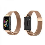 Curea metalica tip plasa cu prindere 18mm cu telescop QuickRelease pentru Huawei Band 7 rose-gold