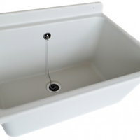 Chiuveta Pyramis DEEP ALB, 1 cuva, din polipropilena, cu montare pe perete, 61 x 45.5 cm, alb mat