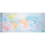 Mousepad profesional pentru gaming si birou World Map, model XL, antiderapant, impermeabil, 80 x 35 cm, Grupo Erik