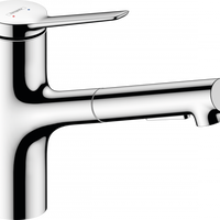 Baterie bucatarie cu dus extractibil crom periat Hansgrohe Zesis M33 150 cu 2 jeturi 74800800