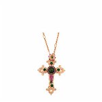Pandantiv cu lant placat cu Aur roz de 24K, cu cristale Swarovski, Luck | 5122-1033RG, Roxannes - Mariana Jewellery
