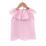 Tricou cu volanase pentru copii, din muselina, Magic Pink, 6-7 ani, Too