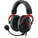 Casti gaming HyperX Cloud II Black-Red, surround 7.1 virtual, USB/jack 3,5mm, microfon detasabil cu noise cancelling, cupe cu spuma cu memorie, multiplatforma, negru/rosu