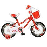 Bicicleta fete VELORS V1202A, roata 12", C-Brake, cosulet, roti ajutatoare cu LED, 2-4 ani, rosu/alb , VELORS