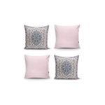 Set 4 fețe de pernă decorative Minimalist Cushion Covers Pink Ethnic, 45 x 45 cm, Minimalist Cushion Covers