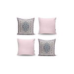 Set 4 fețe de pernă decorative Minimalist Cushion Covers Pink Ethnic, 45 x 45 cm, Minimalist Cushion Covers