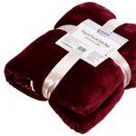 Patura fleece cu blanita dark red 200x220 cmmaterial : 100% poliester
