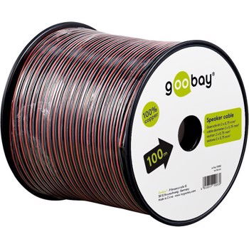 Cablu difuzor rosu/negru 2x0.75, cupru 100m pe tambur, Goobay