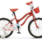Bicicleta Copii Rich Baby R2008A, roti 20inch, frana C-Brake otel, roti ajutatoare, cos depozitare (Mov/Alb) 