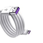 Set de 2 cabluri USB tip C cu incarcare rapida PUTOAHAO, 5A, smartphone, alb, 1 m, 