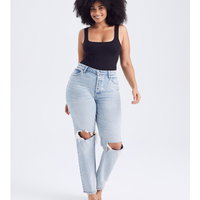 Imbracaminte Femei Abercrombie Fitch Curve Love High Rise Dad Jeans Light Destroy, Abercrombie & Fitch