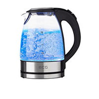 Cana electrica fierbator din sticla ECG RK 1776 Glass, 1,7 L, 2200 W, lumina albastra de fundal