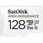 Card de memorie SANDISK High Endurance, microSDXC, 128GB, 100MB/s, clasa 10/U3/V30, UHS-I, adaptor