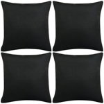 Huse de pernă cu aspect de pânză, 50 x 50 cm, negru, 4 buc.