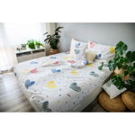Lenjerie de pat albă din bumbac pentru pat de o persoană 140x200 cm LP Dita Graffiti Heart – Cotton House, Cotton House