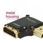 Adaptor HDMI-A T-M unghi 90 grade dreapta 4K carcasa metalica, Delock 65661