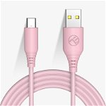 Cablu de date si incarcare Tellur silicon, USB la Type-C, 1m, roz