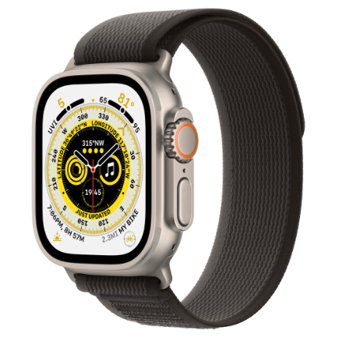 Apple Watch Ultra, GPS, Cellular, Carcasa Titanium 49mm, Black/Gray Trail Loop - S/M