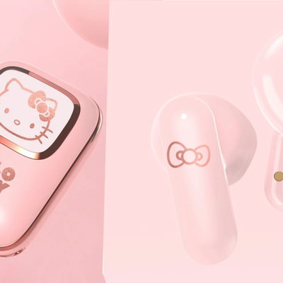 Casti pentru copii OTL Hello Kitty, Bluetooth, In-ear, Microfon, roz