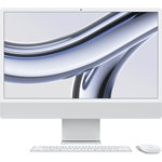 Apple Sistem Desktop PC iMac 24 (2023) cu procesor Apple M3, 8 nuclee CPU si 10 nuclee GPU, 24, Retina 4.5K, 8GB, 256GB SSD, Argintiu, Apple