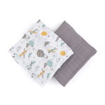 Petite&mars - set 2 scutece din muselina de bambus misty grey planes, hipoalergenice, dimensiuni mari 120 x 120 cm, certificate oeko tex standard 100, multicolor, Petite&Mars