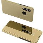 Husa Samsung Galaxy A20e Lemontti Flip Leather Case Electroplating Mirror Gold
