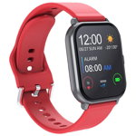 Ceas smartwatch techstar® t55 rosu, 1.3 inch ips, monitorizare cardiaca, tensiune, sedentarism, bluetooth 5.0