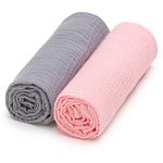 T-TOMI Muslin Diapers Grey + Pink scutece textile 65 x 65 cm 2 buc, T-Tomi