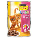 PURINA Friskies Junior, Pui, plic hrană umedă pisici junior, (în sos), 85g, Friskies