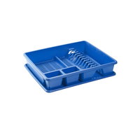 Uscator vase, cu tava, dreptunghiular, mare, dimensiuni 48 x 38 x 9 cm, albastru