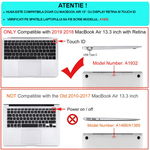 Set protectie 2 in 1 pentru Macbook Air 13.3 inch A1932/ A2179 /A2337 cu husa din plastic si folie ecran TPU, model marmura rose gold, krasscom